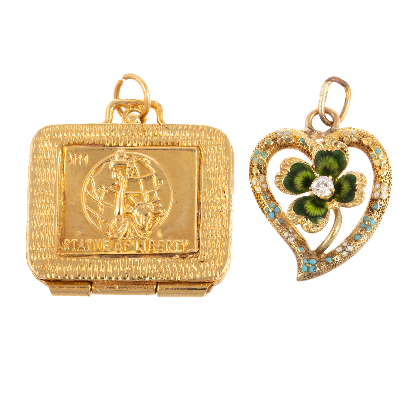 A PAIR OF CHARMS PENDANTS IN 14K 3b283f