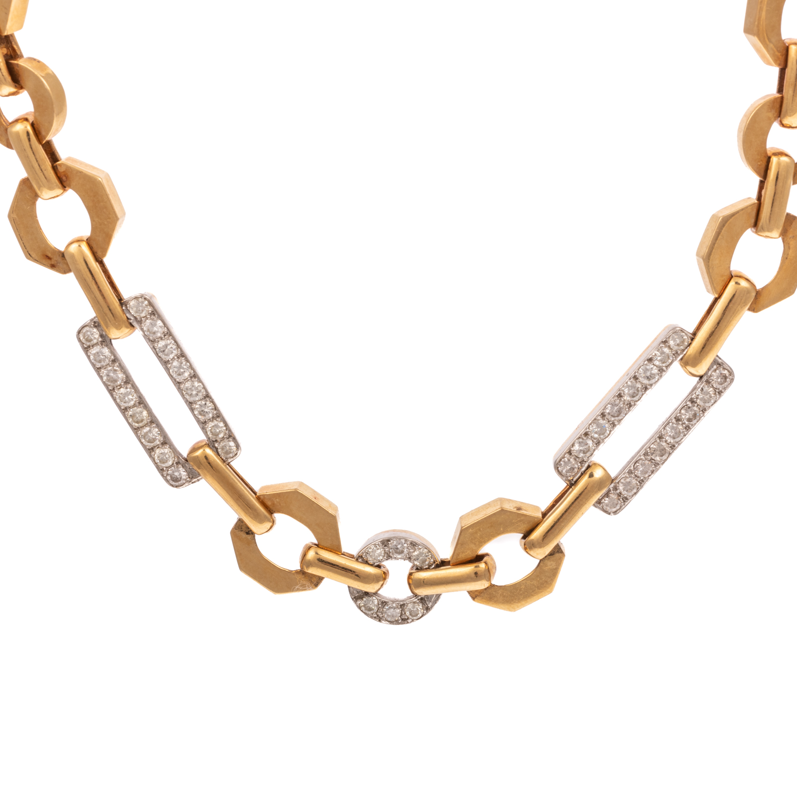 A HEAVY 18K DIAMOND GEOMETRIC LINK 3b285b