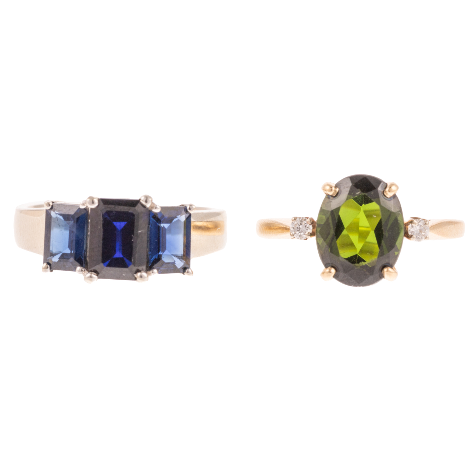 A PAIR OF GEMSTONE RINGS IN 14K 3b2869