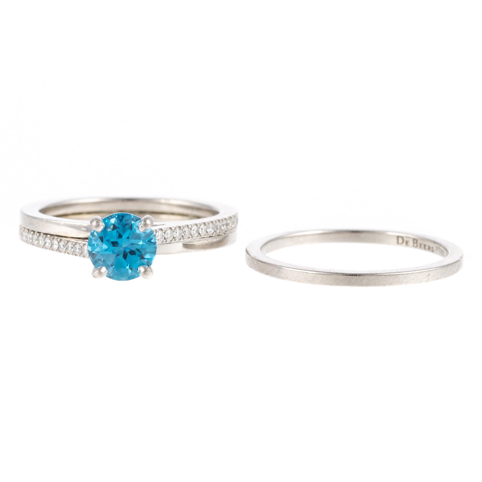 A DE BEERS DIAMOND & BLUE TOPAZ WEDDING