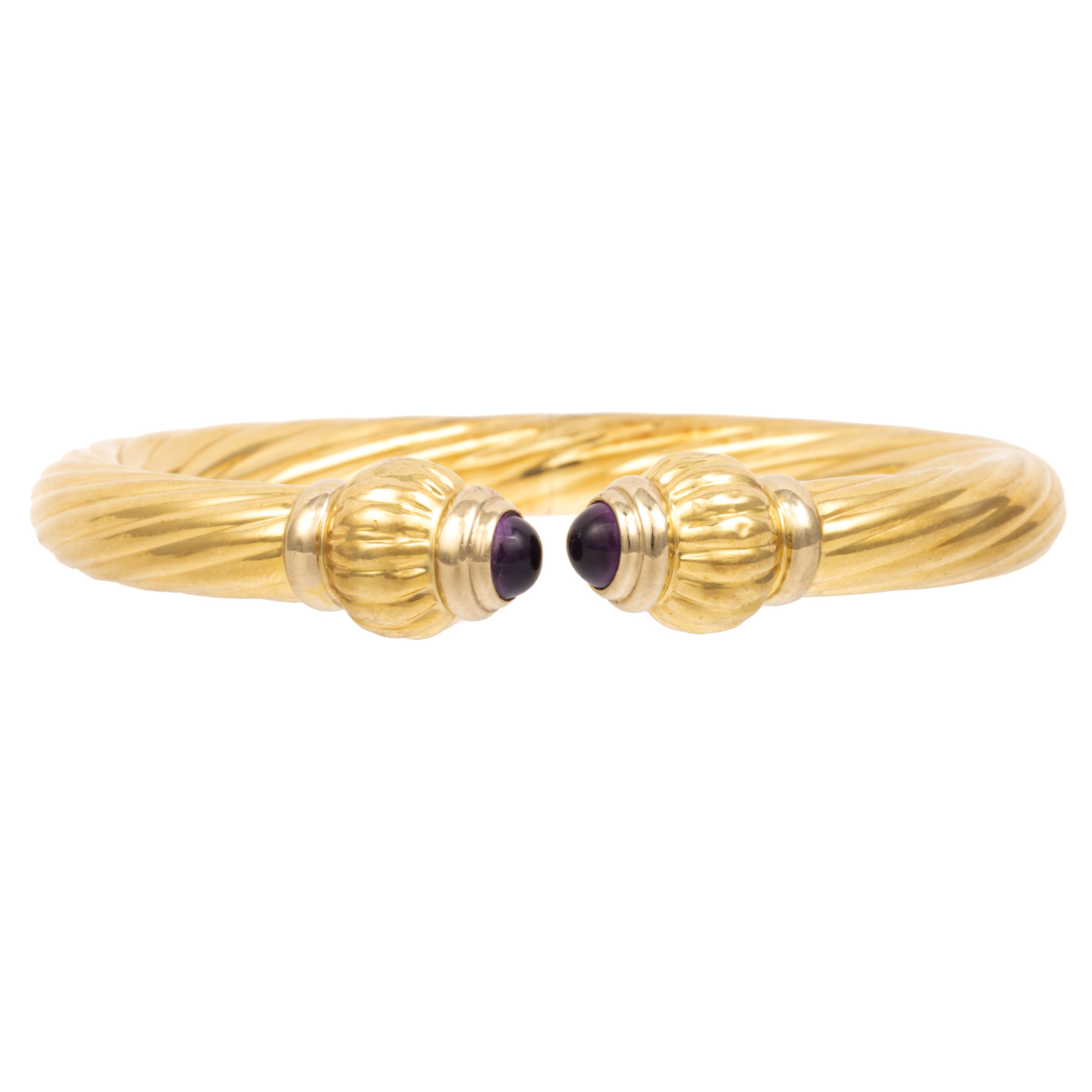 A HINGED 18K CABLE CUFF WITH AMETHYST