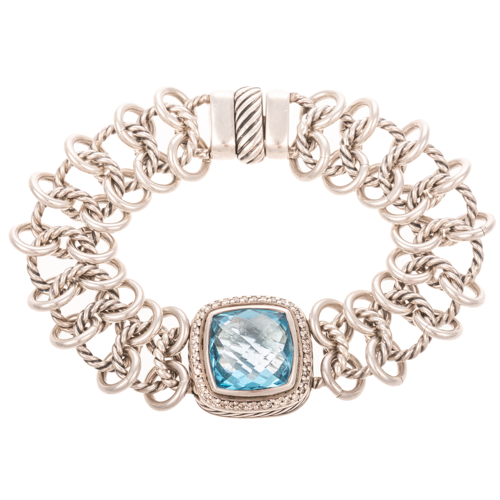 A DAVID YURMAN BLUE TOPAZ & DIAMOND