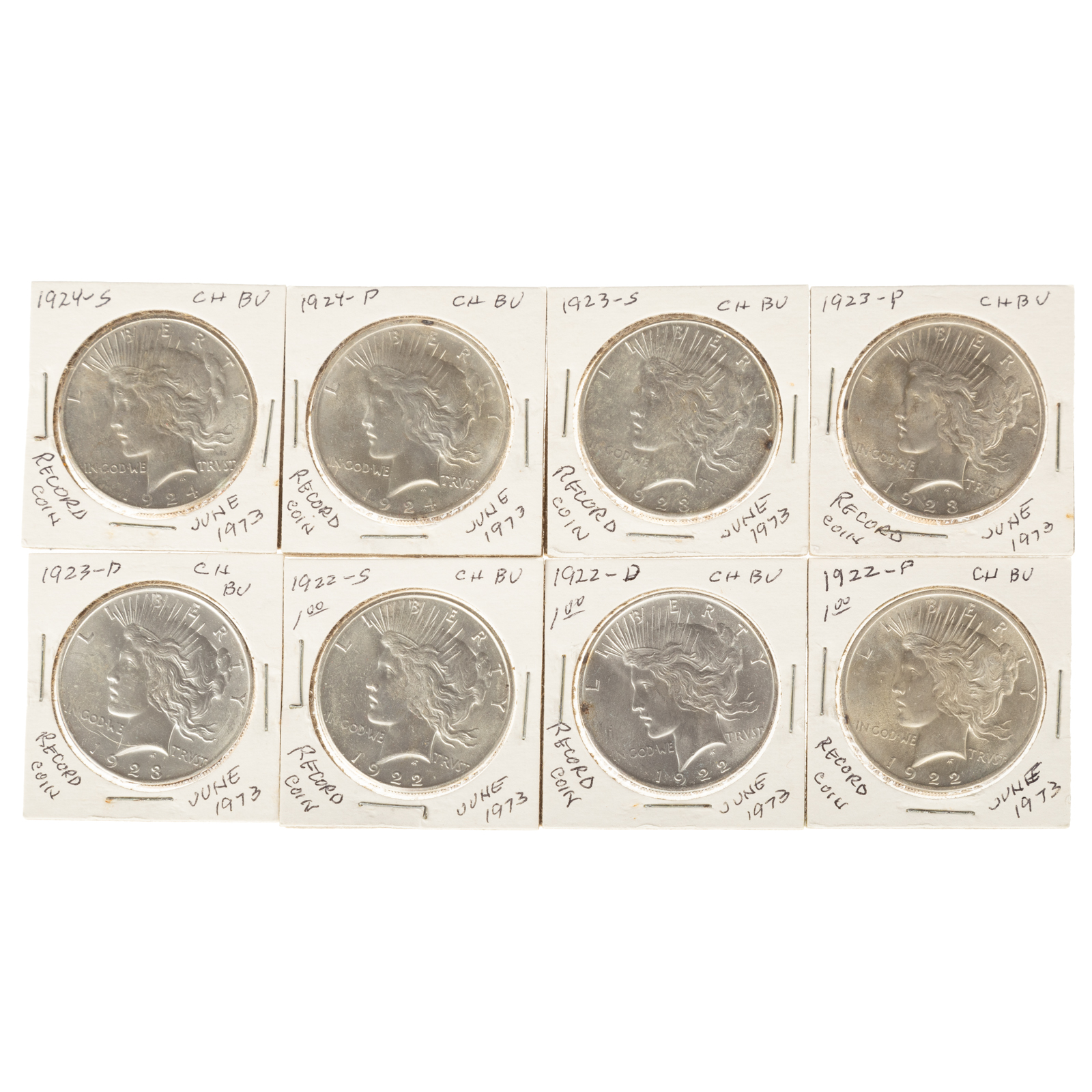 EIGHT PEACE DOLLARS 1922 1924 S 3b2880