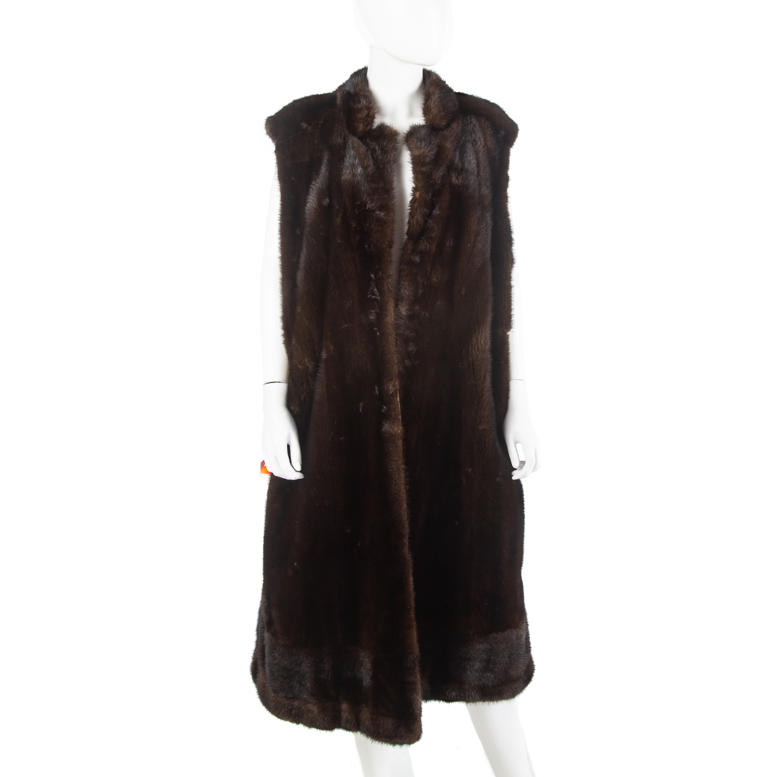 BROWN MINK FULL-LENGTH VEST Open