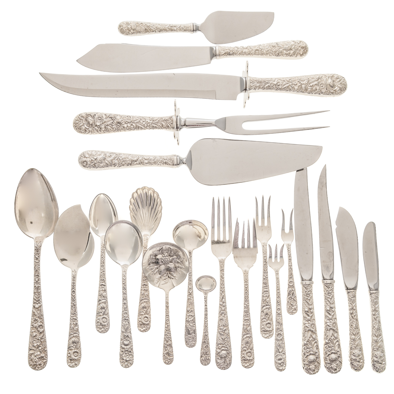 S KIRK & SON STERLING REPOUSSE FLATWARE