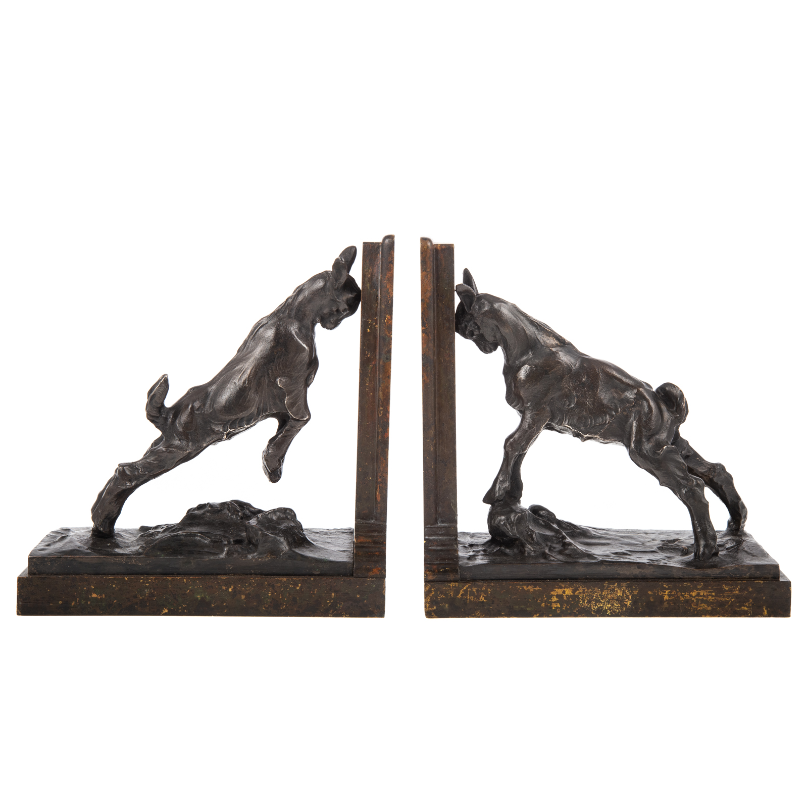 J. DASILVA, BRONZE GOAT BOOKENDS First