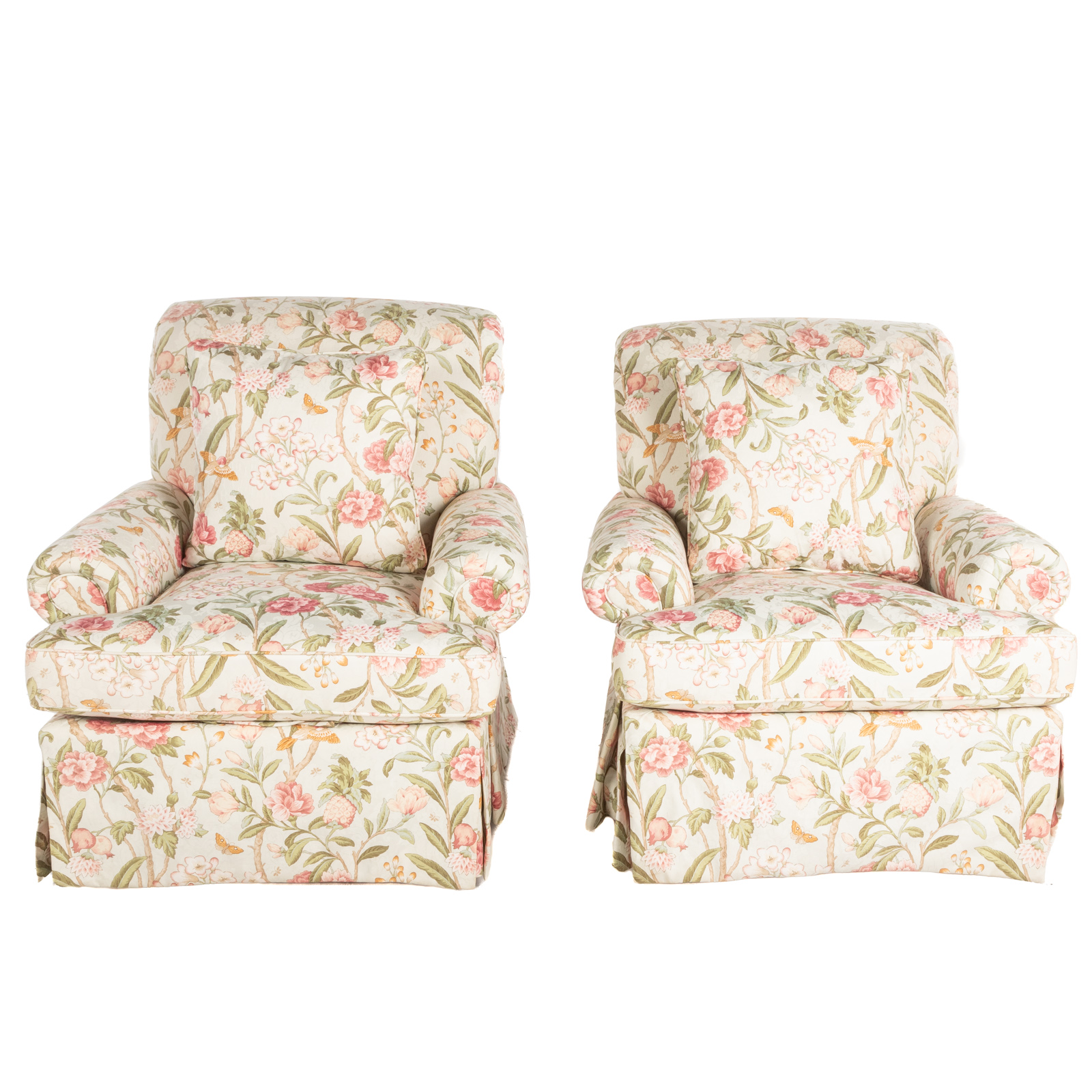 A PAIR OF UPHOLSTERED SWIVEL CHAIRS 3b2973