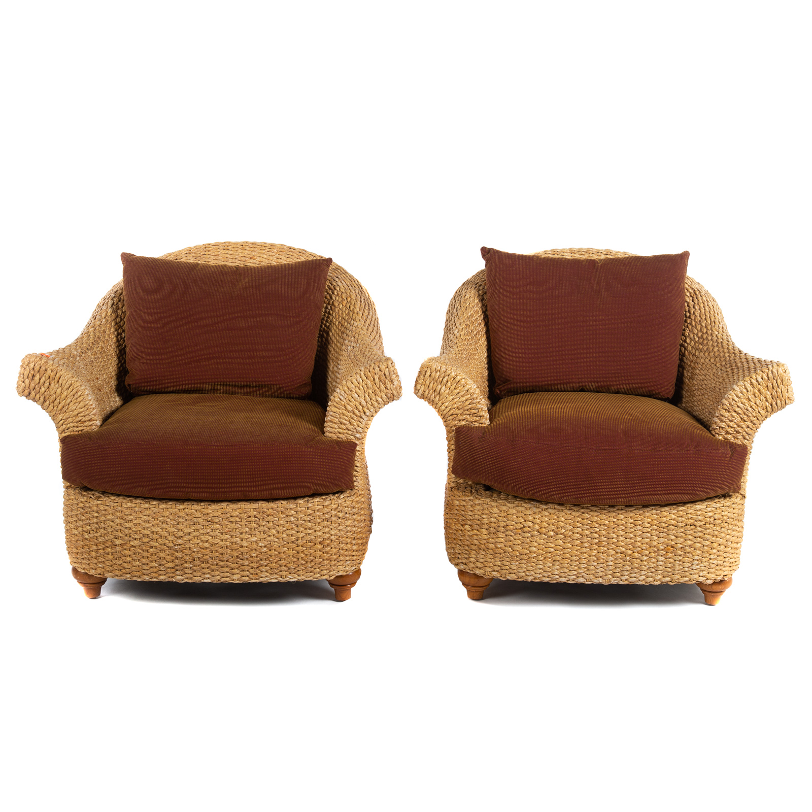 A PAIR OF BEACON HILL WOVEN UPHOLSTERED