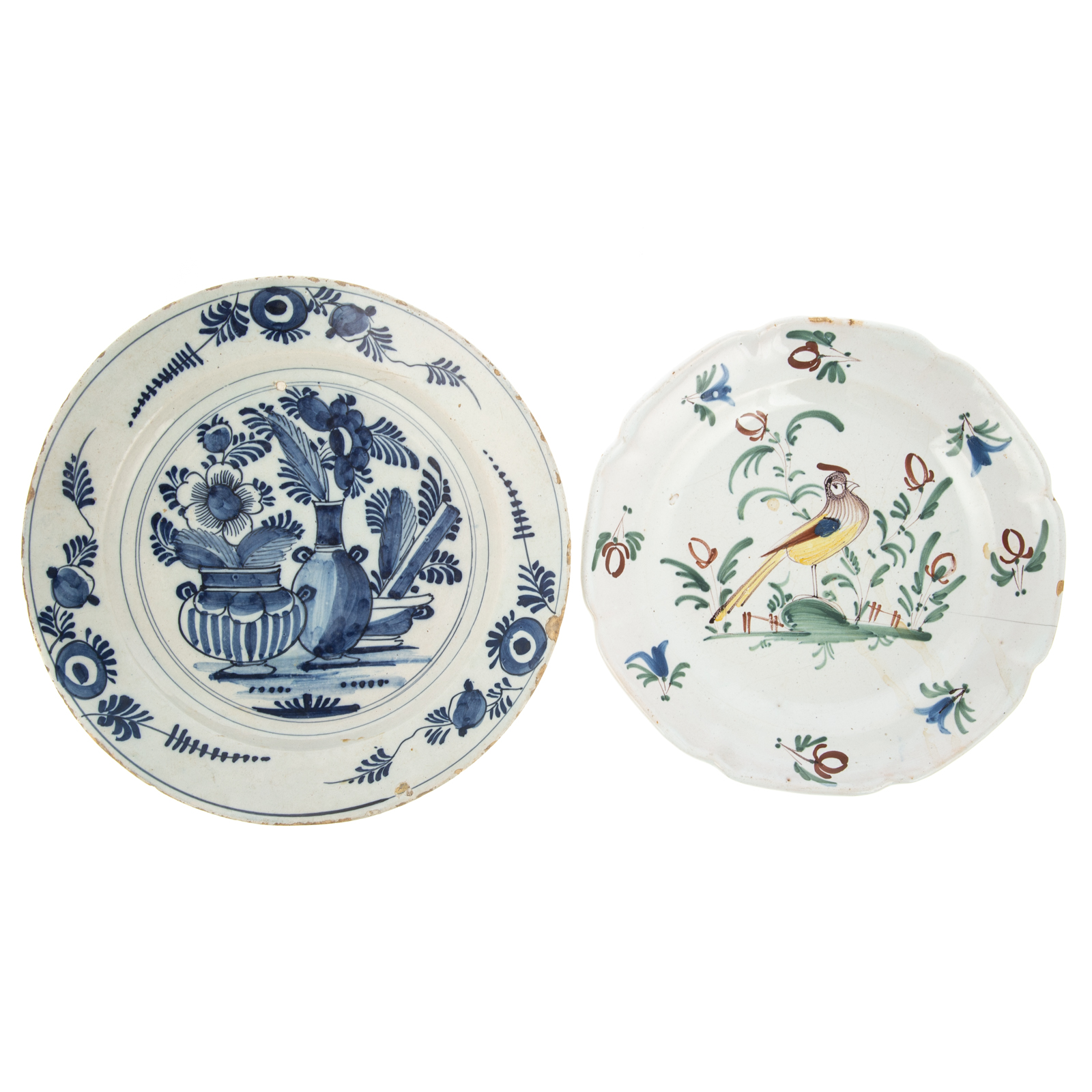 ENGLISH DELFTWARE PLATE & FRENCH FAIENCE