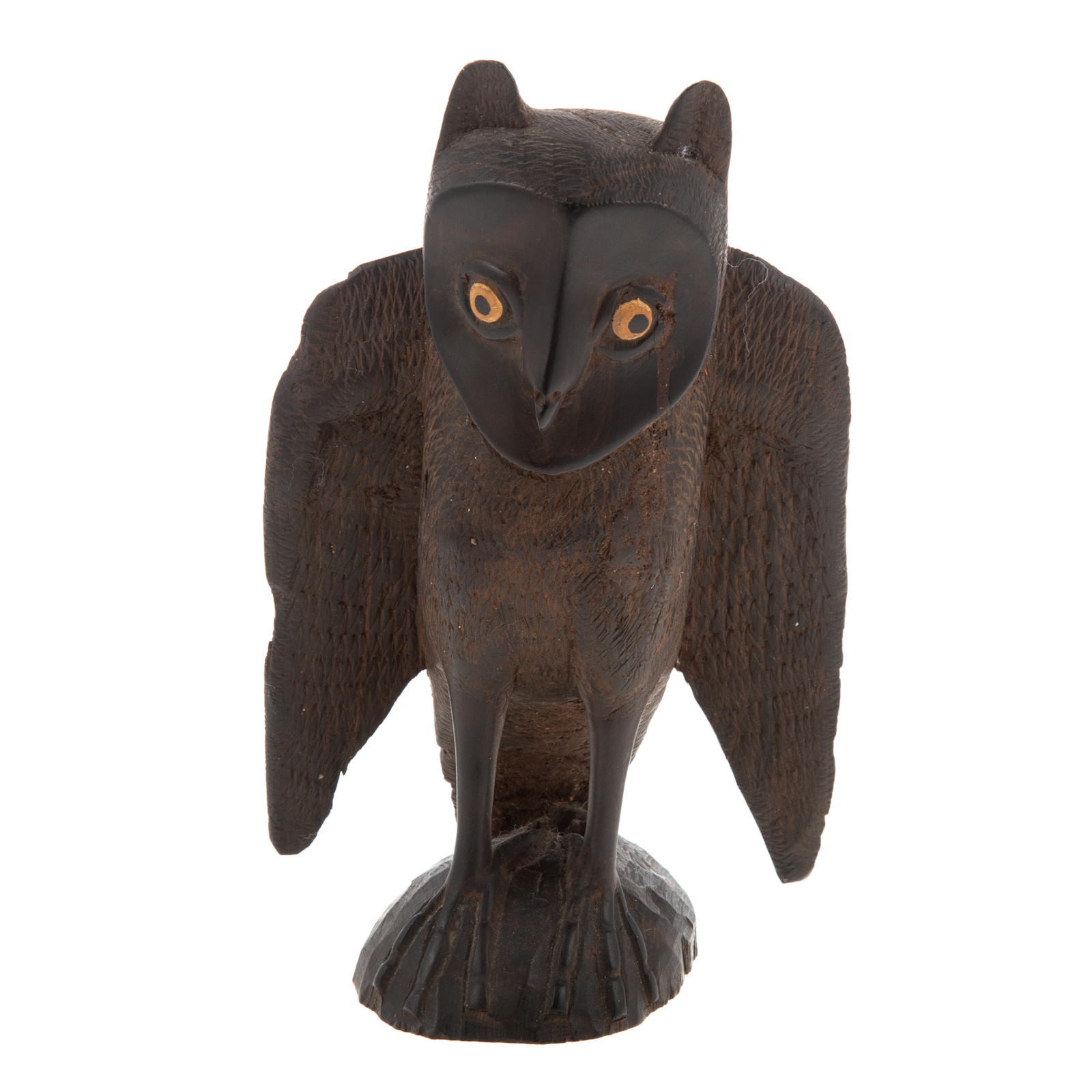 AMERICAN FOLK ART CARVED WOOD OWL Early