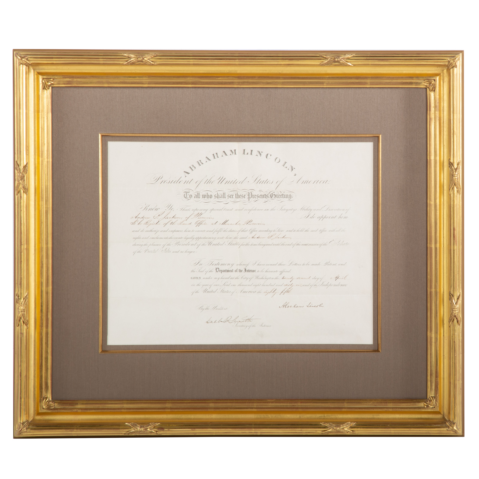 ABRAHAM LINCOLN SIGNED DOCUMENT,