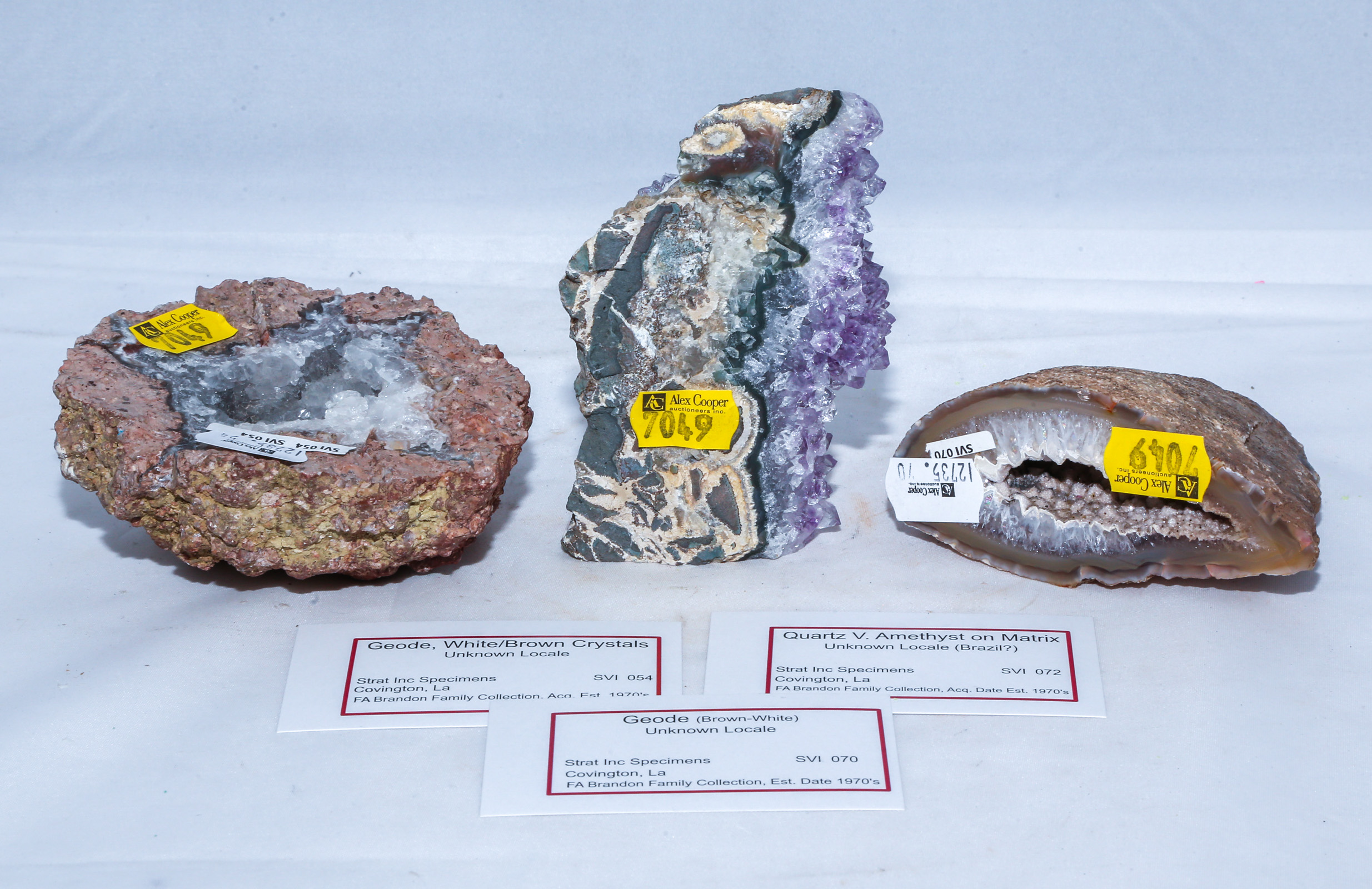 THREE GEODE MINERAL SPECIMENS Including