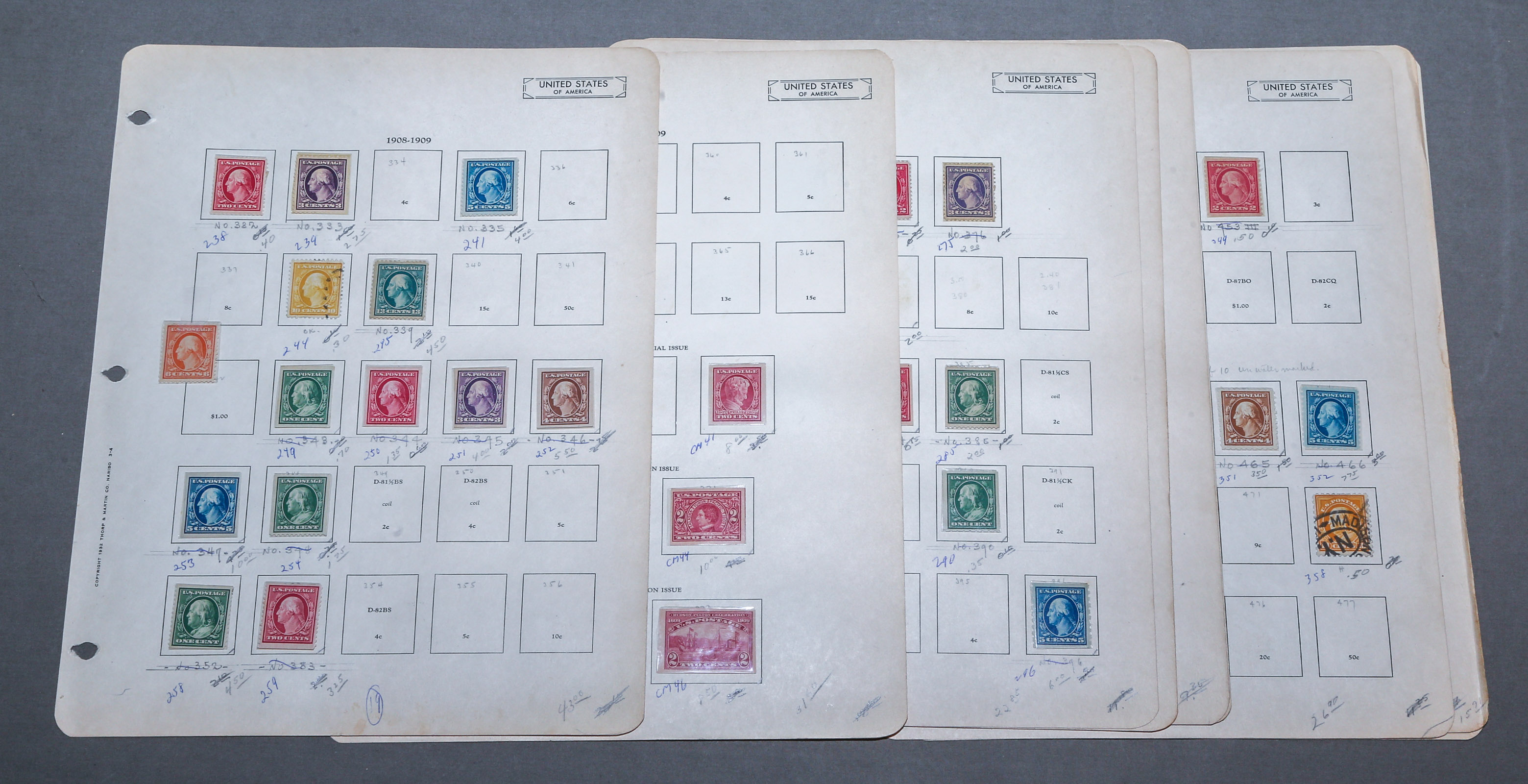 U.S. POSTAGE STAMPS, 1908-'20 Including