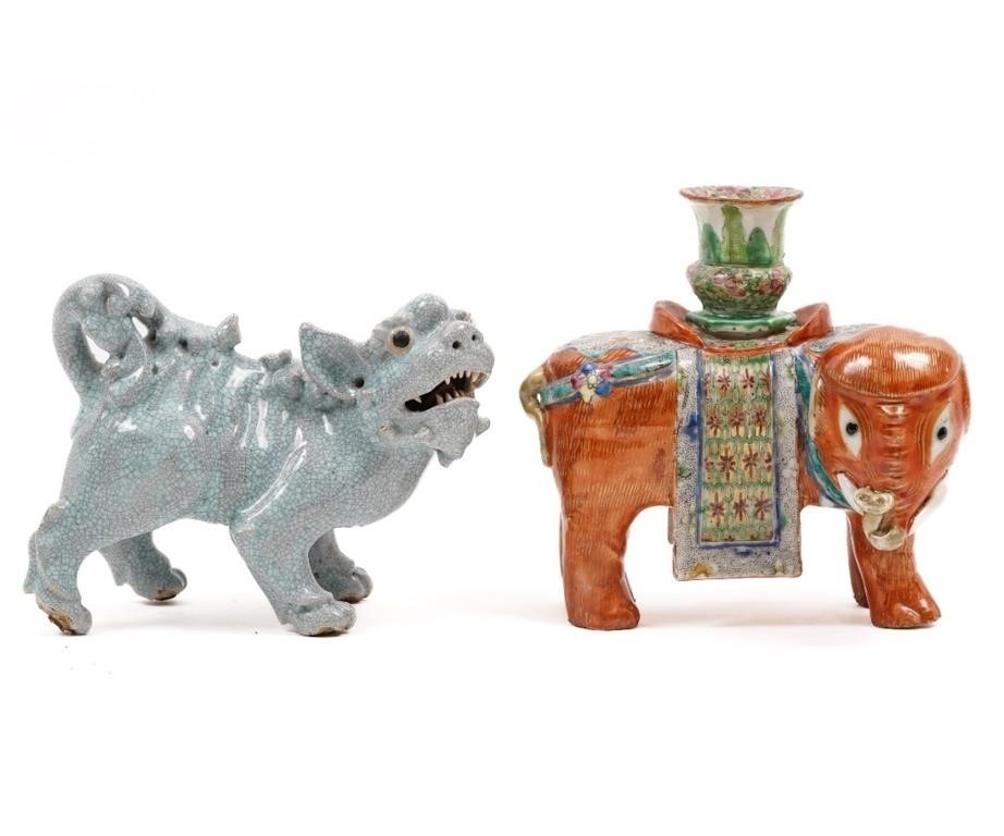 Rare Chinese porcelain elephant candlestick,