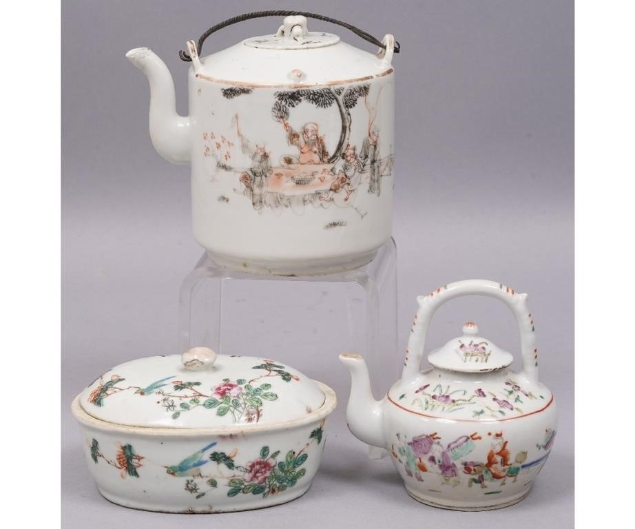 Two Chinese porcelain teapots, both