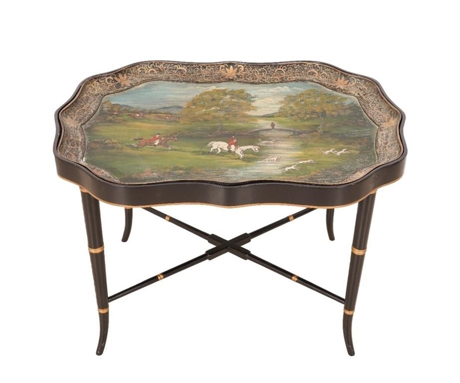 Maitland Smith tray table, black Asian