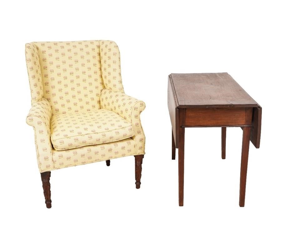 Sheraton mahogany yellow upholstered