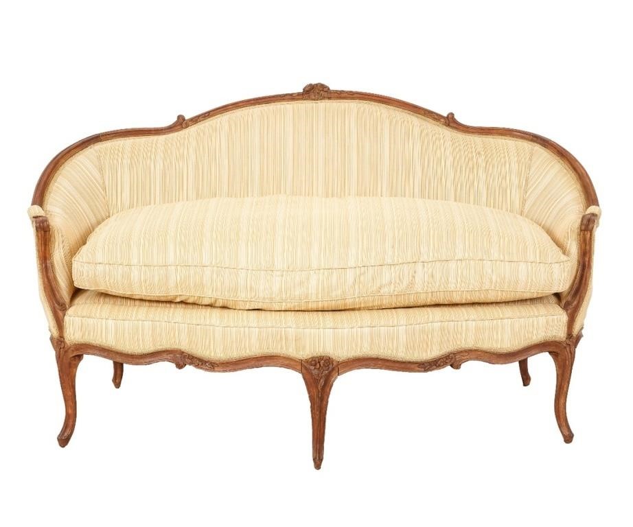 Louis XVI fruitwood yellow upholstered