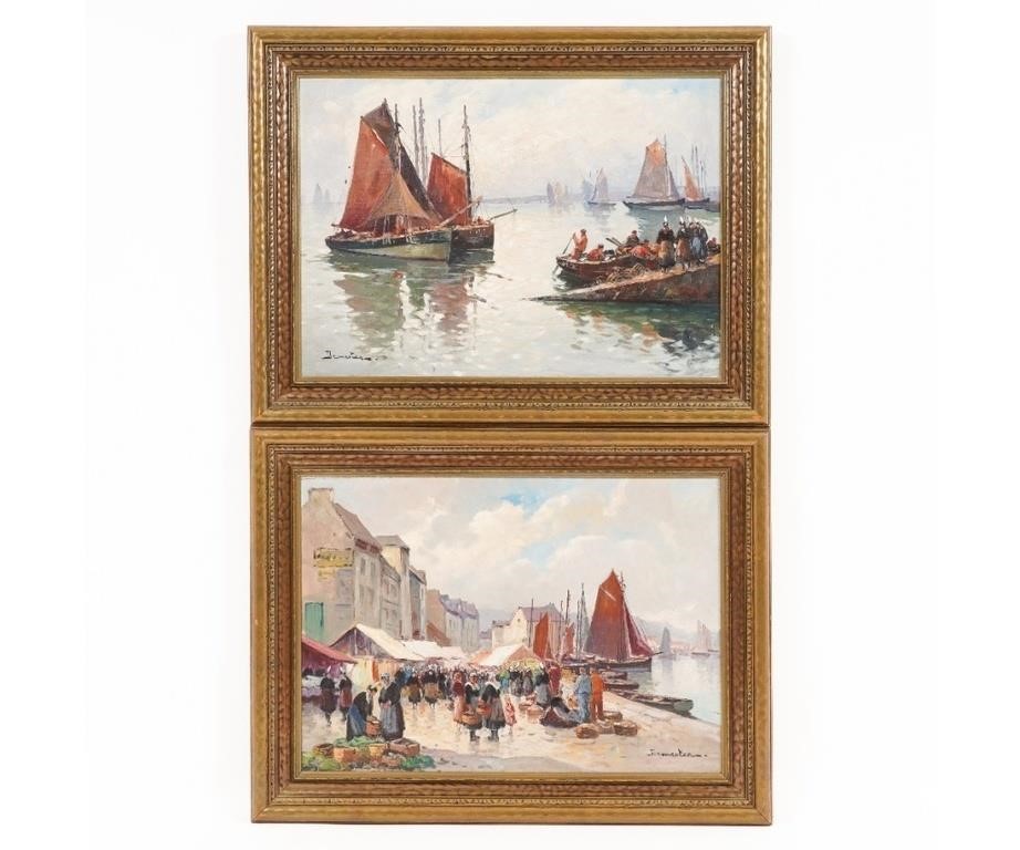 Pair of oil on canvas Dutch paintings 3b2aec