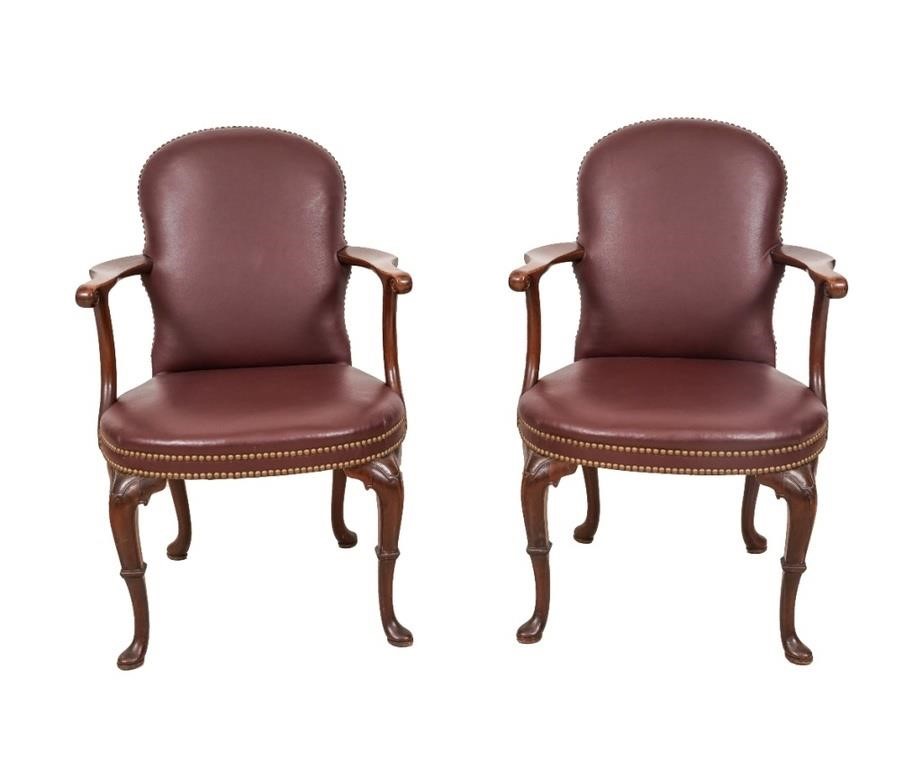Pair of Queen Anne style, mahogany