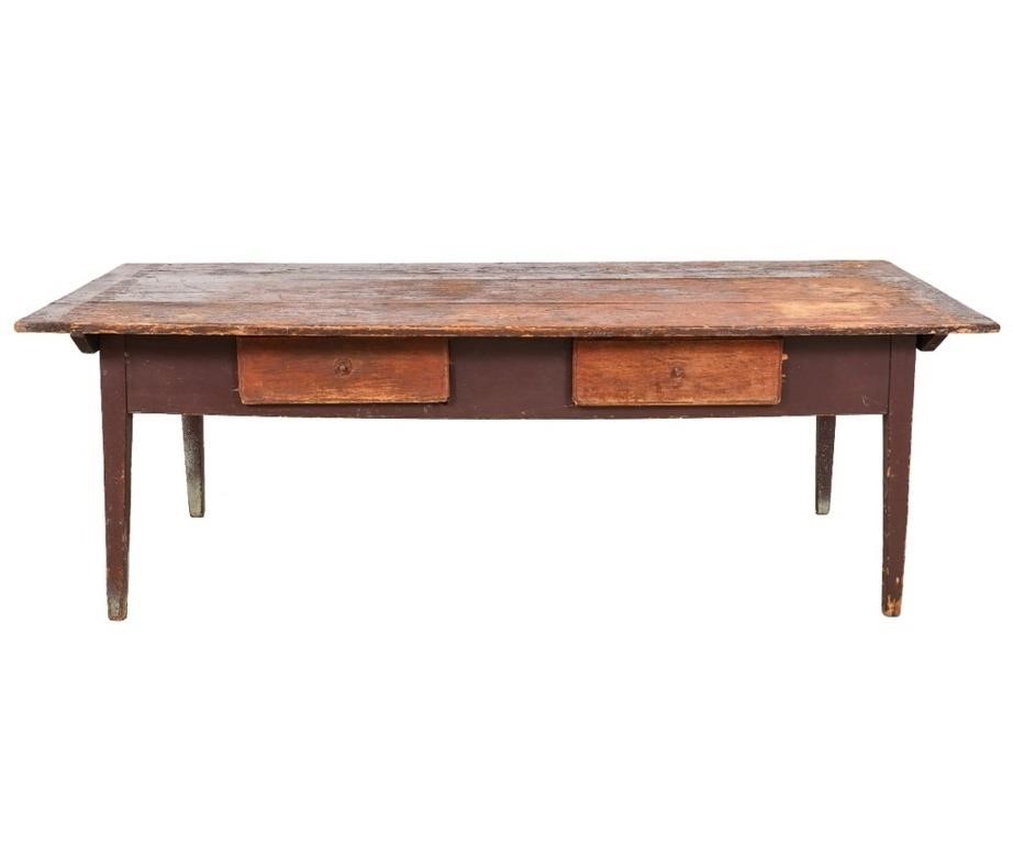 Country pine farm table, 19th c.,