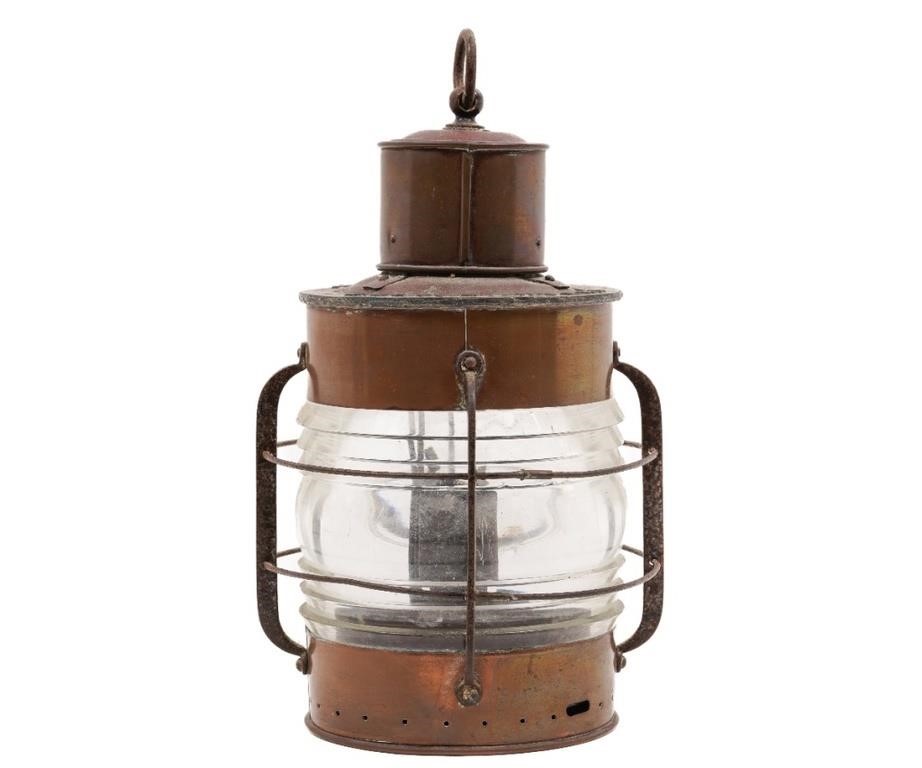 Copper ships lantern with Fresnel glass