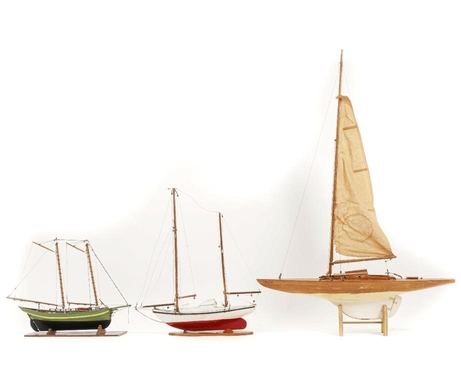Three wood sail boat models ex collection 3b2b4e