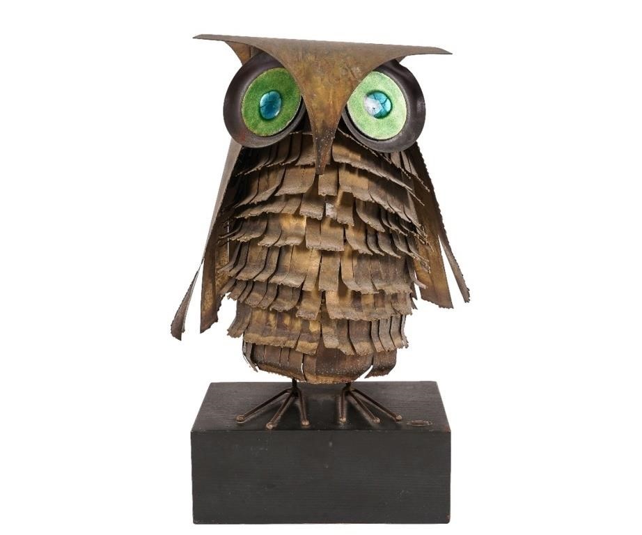 Curtis Jere brass owl sculpture