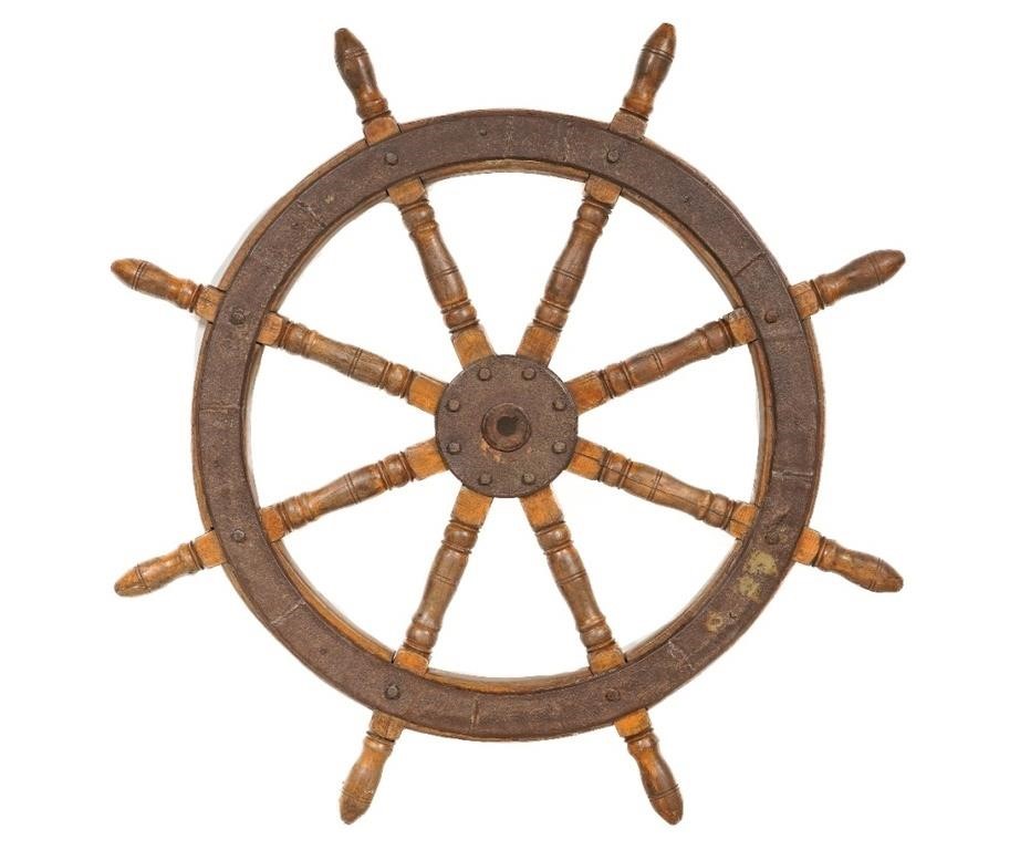 Oak ships wheel, late 19th c.,