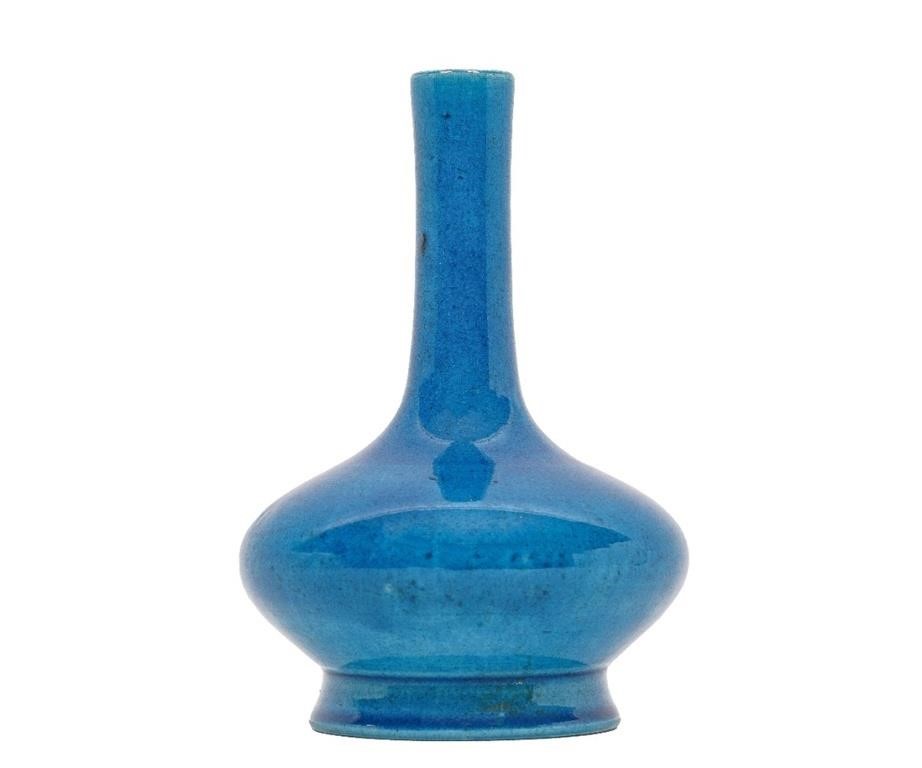 Chinese blue glazed bulbous porcelain