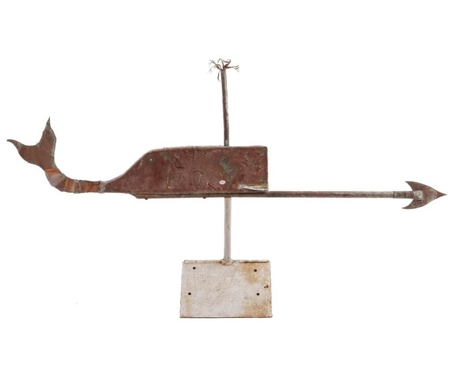 Copper whale weather vane, mid 20th