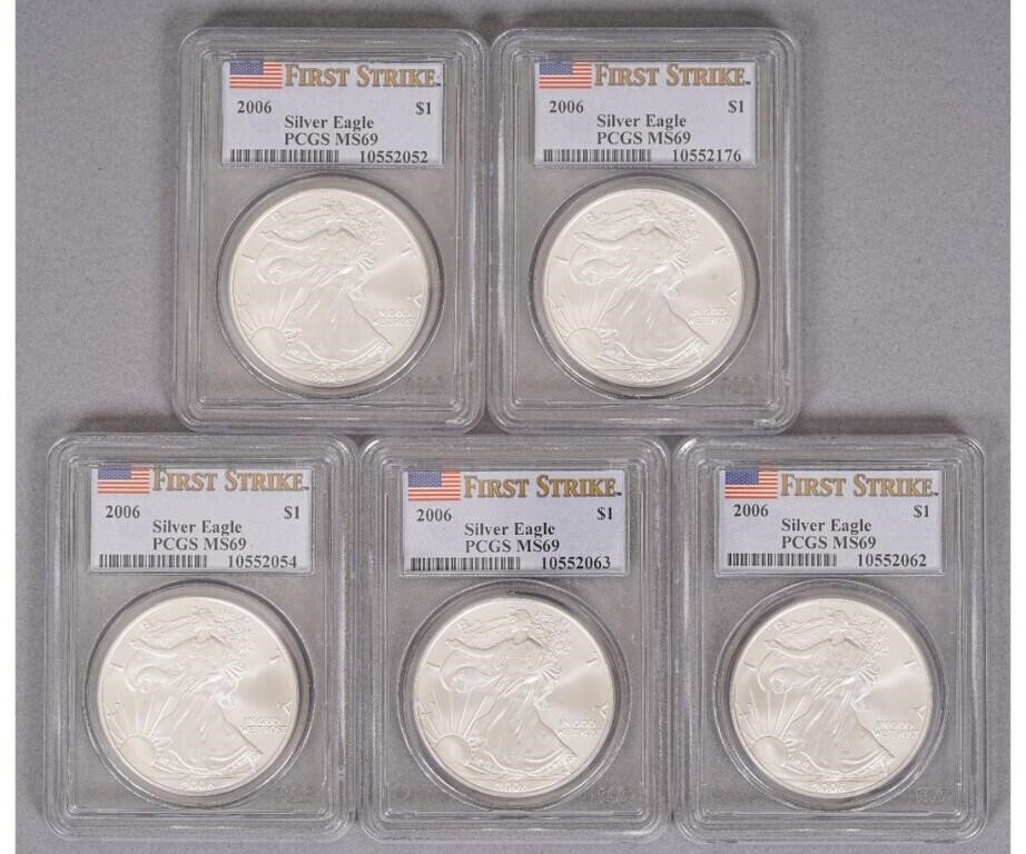 Five 2006 Silver Eagle Liberty