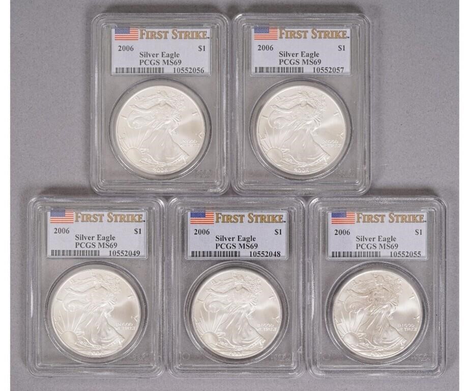 Five 2006 Silver Eagle Liberty