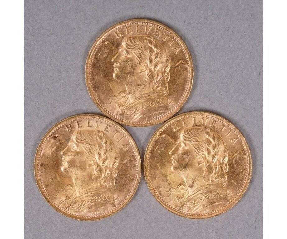 Three 1935 Swiss Helvita 20 francs 3b2bd4