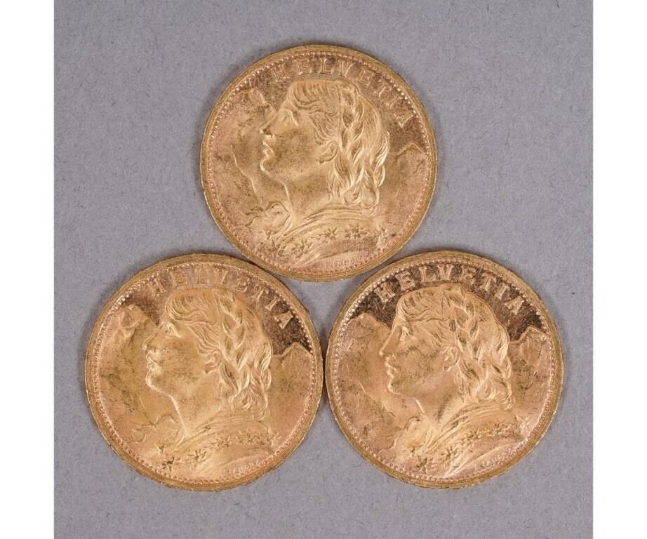 Three 1927 Swiss Helvita 20 francs 3b2bd2