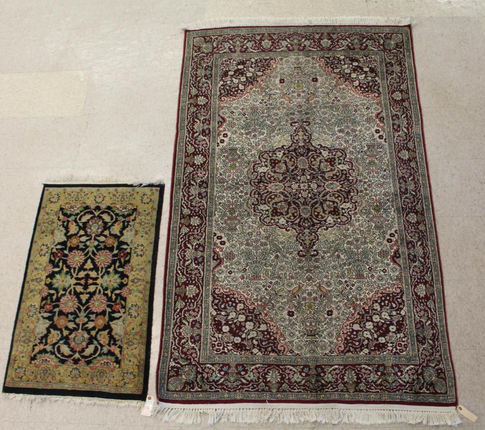 TWO INDO PERSIAN HAND KNOTTED AREA 3b2c78