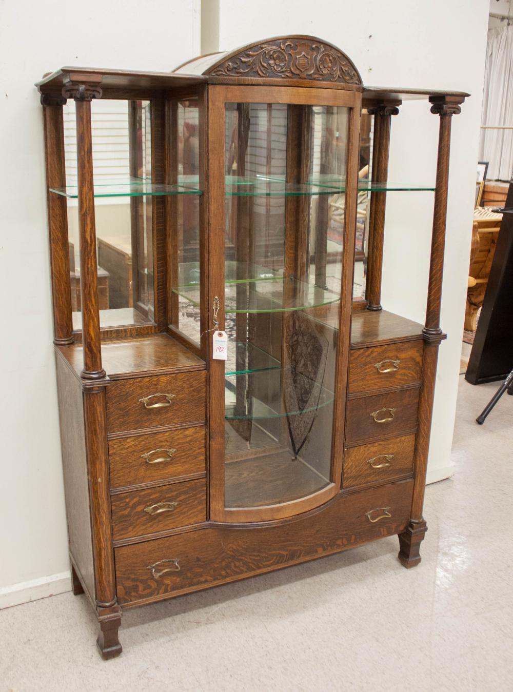 AN OAK CHINA CABINET SIDEBOARDAN