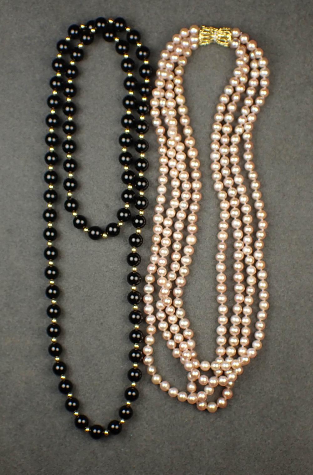 TWO MULTI STRAND BEAD NECKLACESTWO