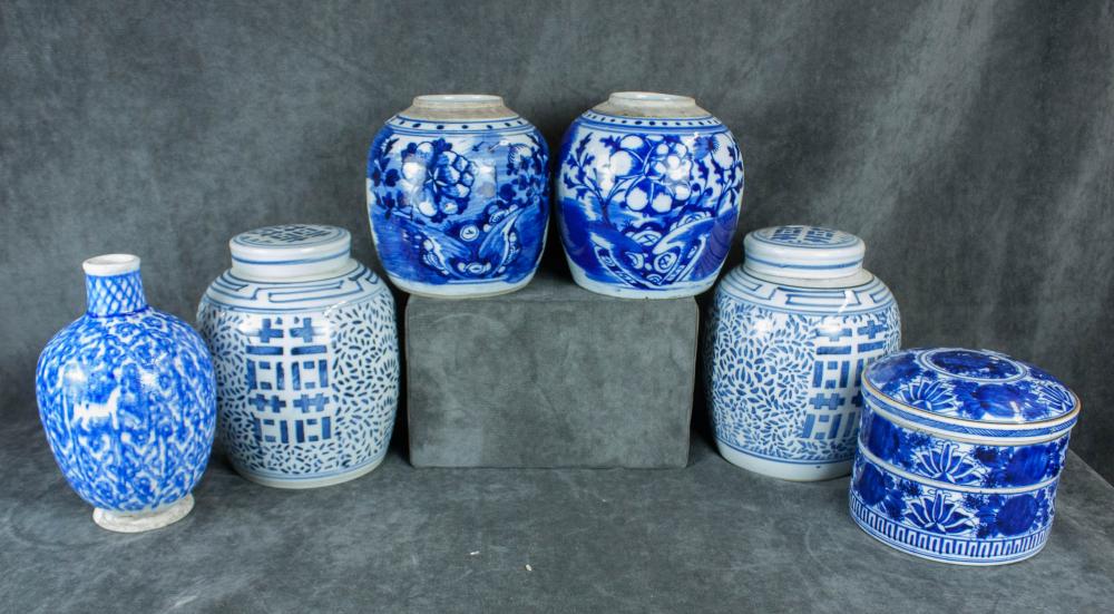 SIX CHINESE BLUE UNDERGLAZE PORCELAINSSIX 3b2cf7