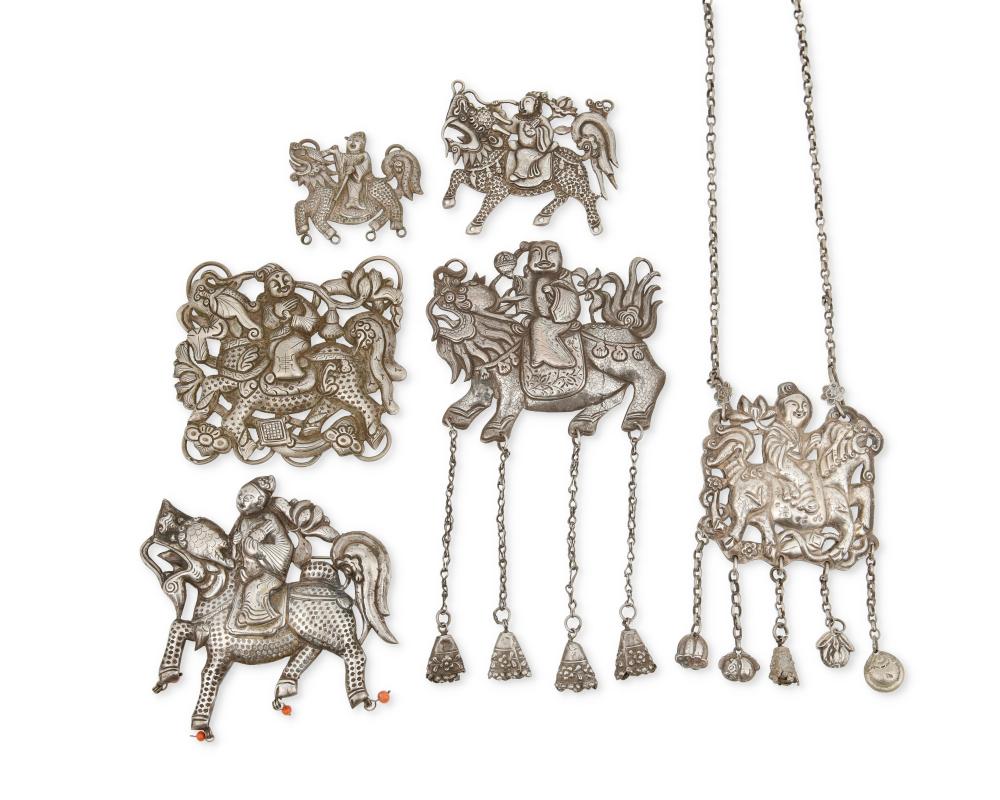 A GROUP OF CHINESE SILVER QILIN 3b2e0f