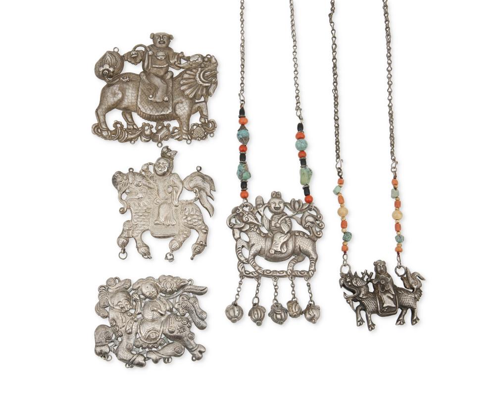 A GROUP OF CHINESE SILVER QILIN 3b2e0d