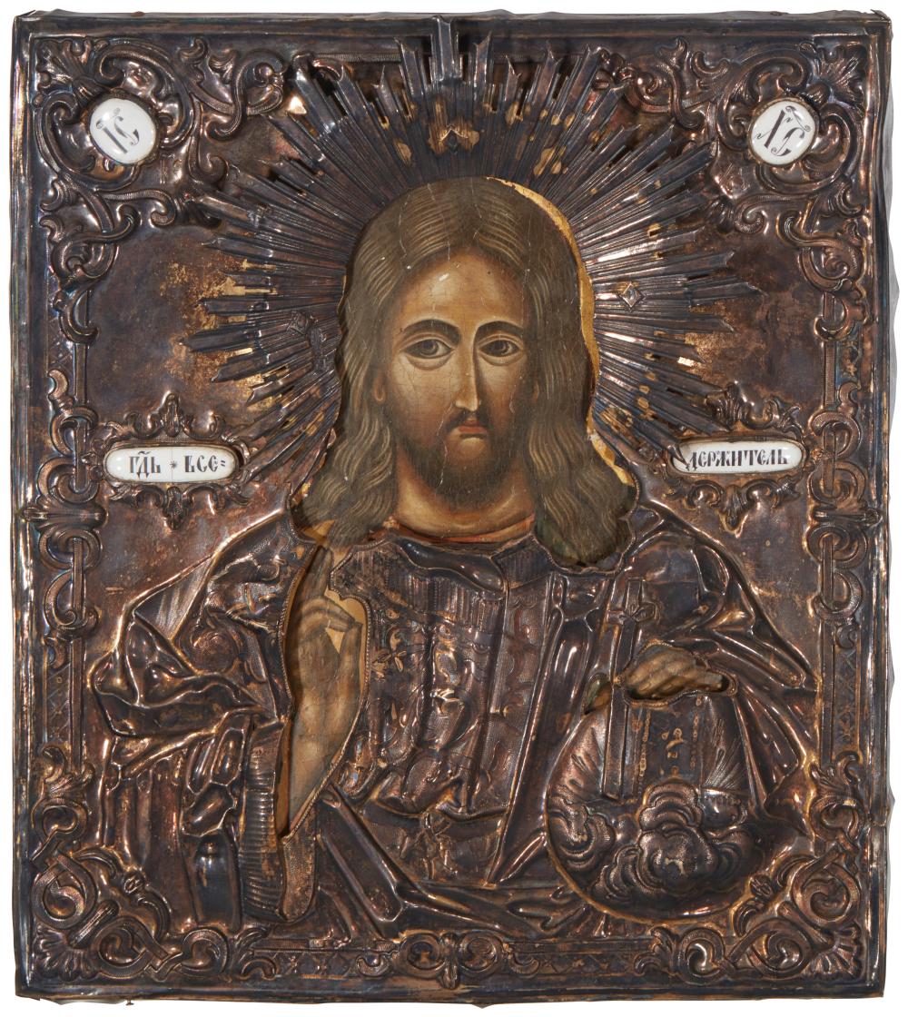 A RUSSIAN ICON OF CHRIST PANTOCRATORA 3b2e23