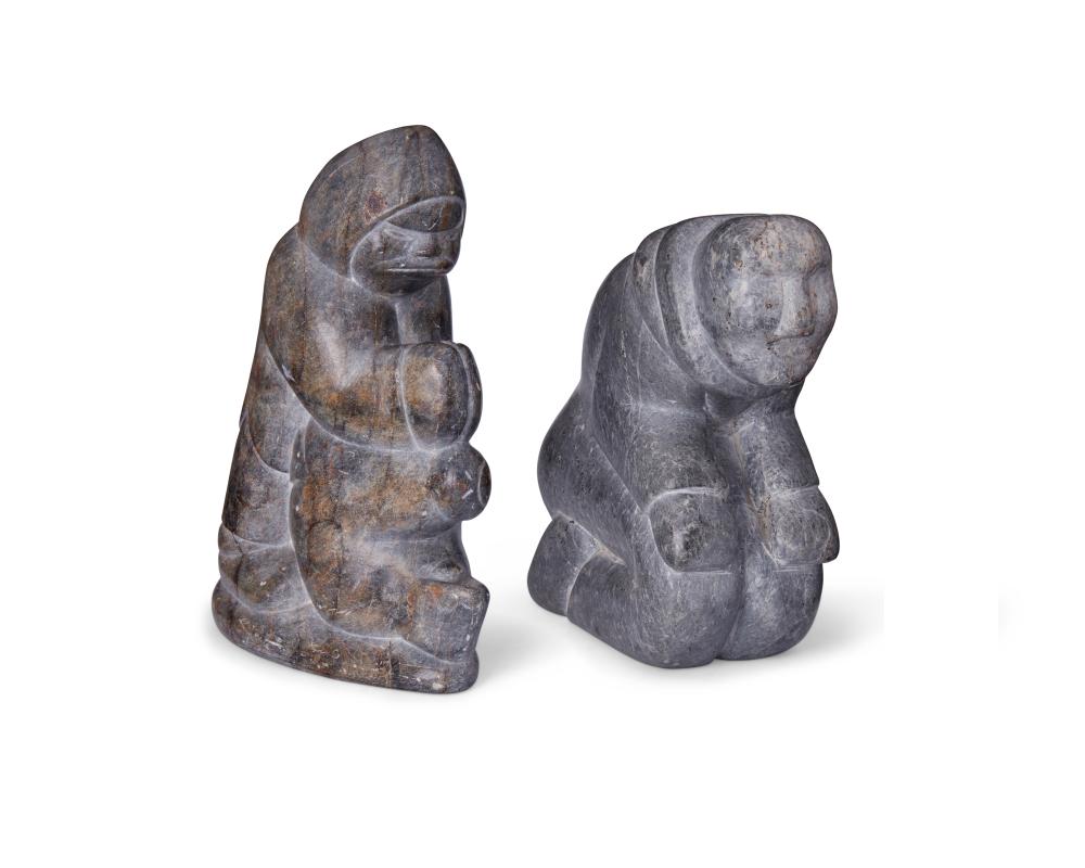 TWO INUIT CARVED STONE FIGURESTwo