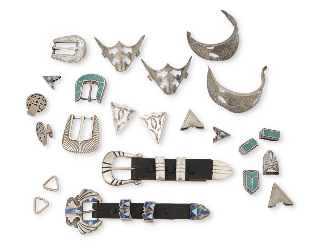 A GROUP OF SOUTHWEST SILVER ACCESSORIESA