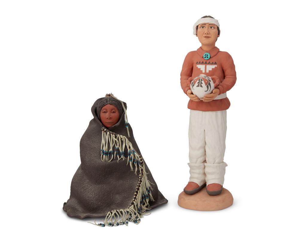 TWO NATIVE AMERICAN POTTERY FIGURESTwo