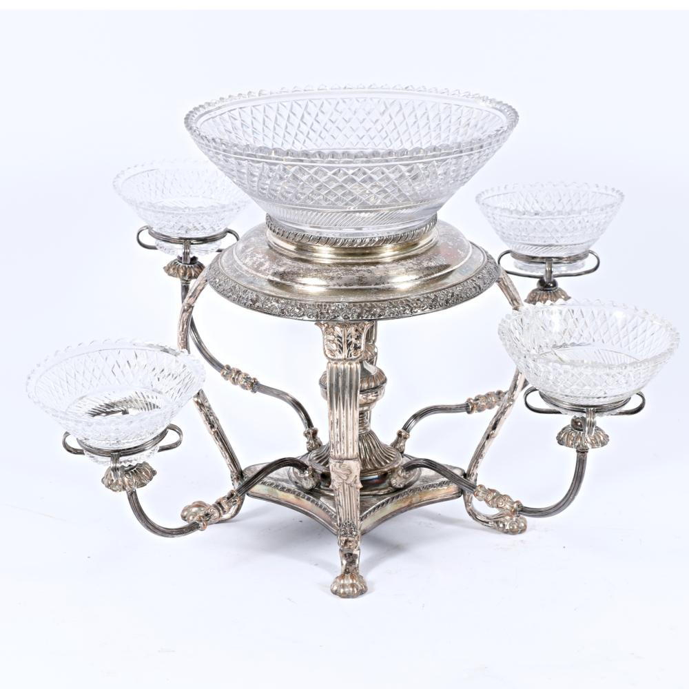 ANTIQUE SILVER PLATED EPERGNE CENTERPIECE