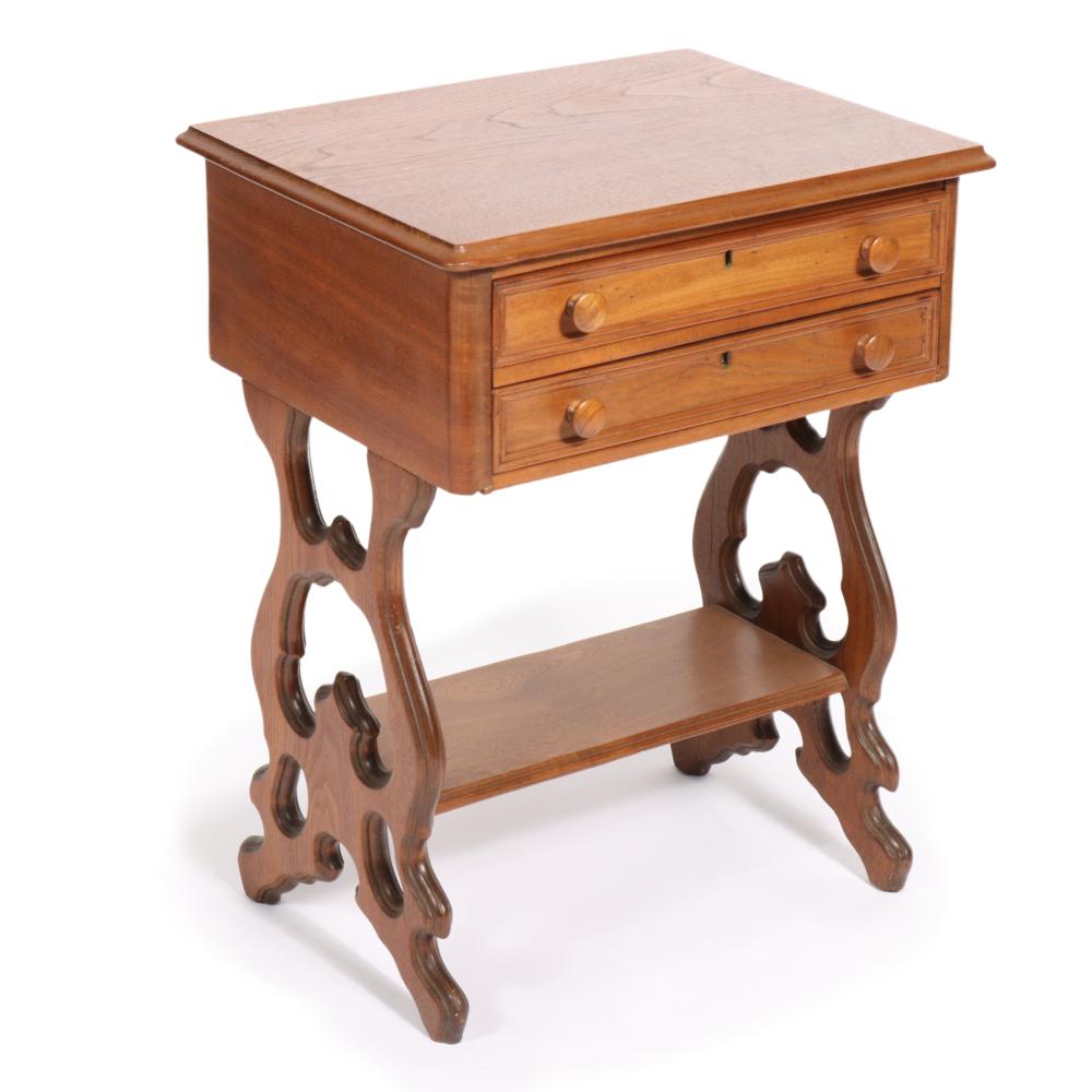 VICTORIAN TWO DRAWER SIDE TABLE WITH