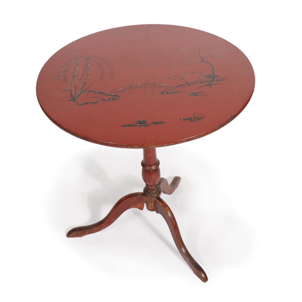 RED JAPANESE LACQUER TILT TOP TEA 3b307e