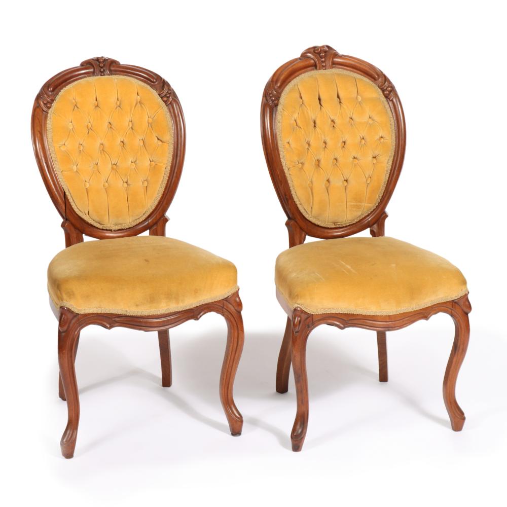 PAIR VICTORIAN CARVED OVAL BACK