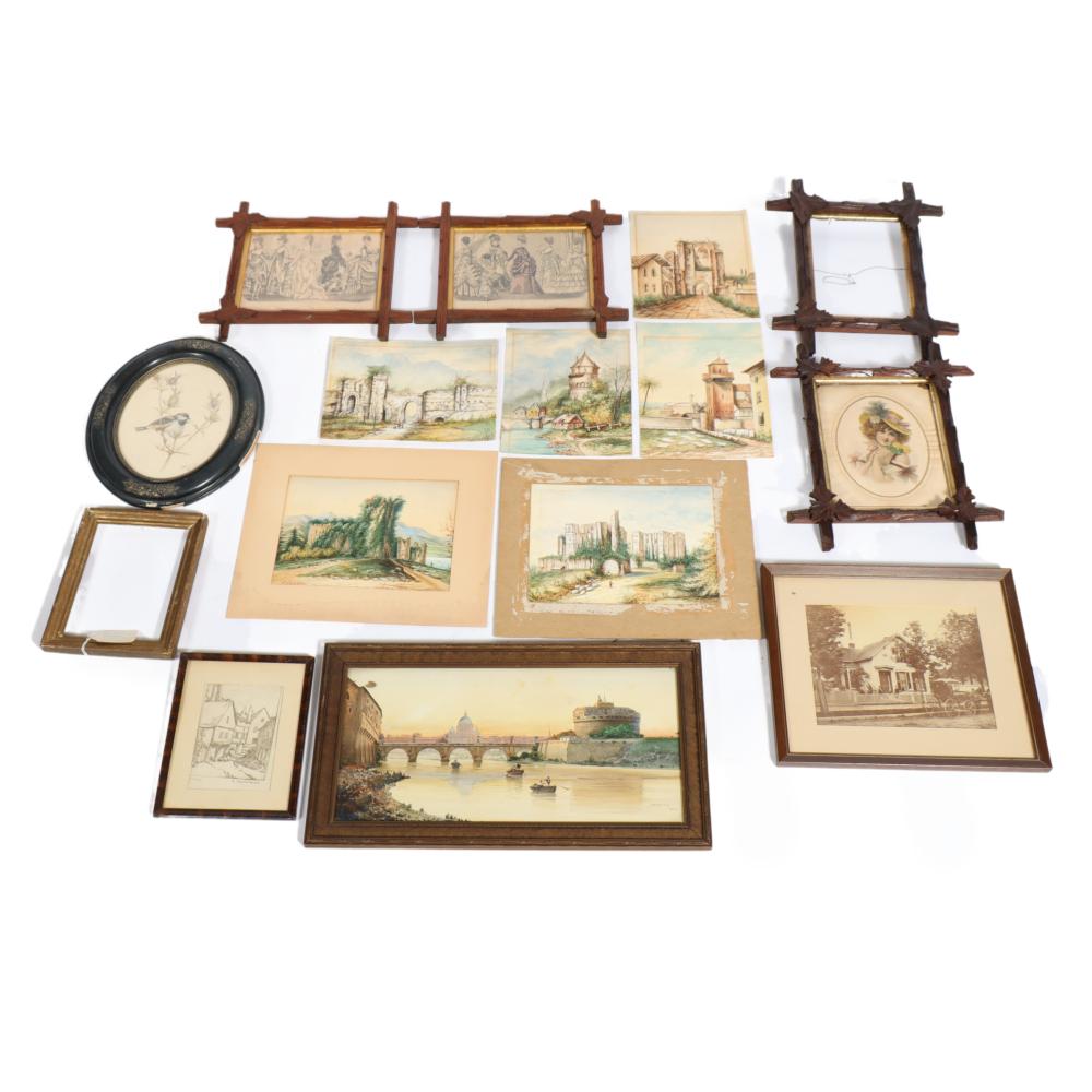 COLLECTION OF WATERCOLOR EUROPEAN